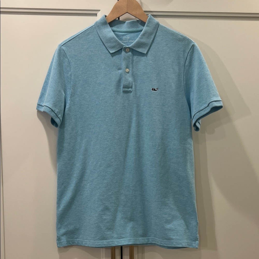 Vineyard Vines Men's Heathered Aqua Blue Polo Shirt